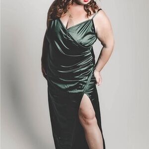 Elegant Asymmetrical Green Dress